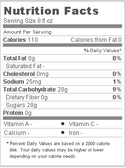 Nutritional Facts - Villa Italia Italian Blood Orange Soda
