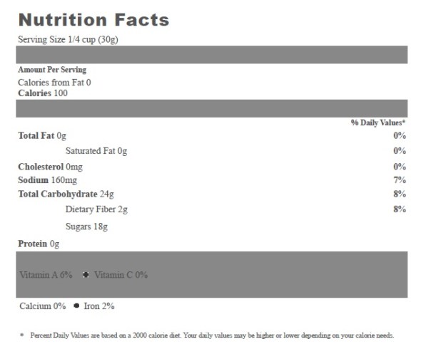 Trader Joe's Chili Spiced Pineapple - Nutritional Facts