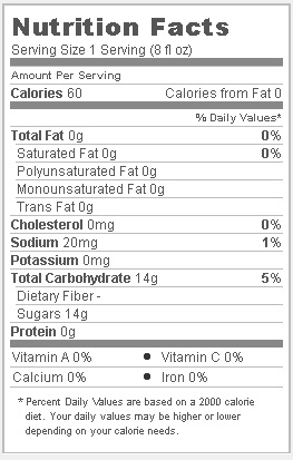 Trader Joe's Mango Green Tea - Nutritional Facts