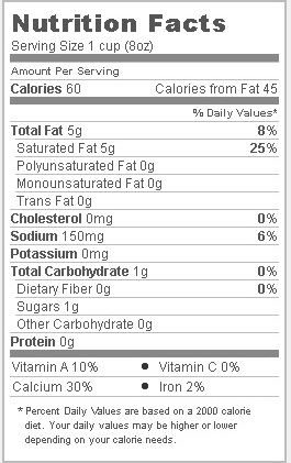 Trader Joe's Unflavored Organic Coconut Milk Beverage - Nutritional Information