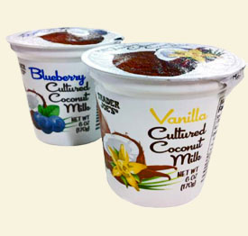 Trader Joe's Cultured Coconut Milk (in Blueberry and Vanilla)