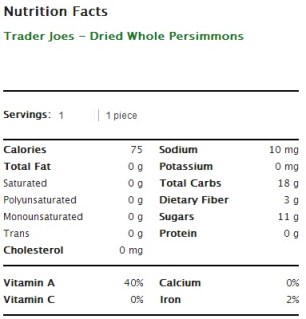 Trader Joe's 4 Dried Whole Persimmons - Nutrion Facts