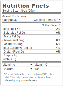 Trader Joe's Eggplant Garlic Spread - Nutrition Facts