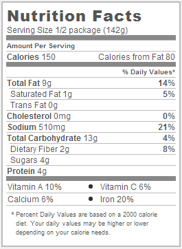 Trader Joe's Indian Fare - Pujab Eggplant - Nutrition Facts