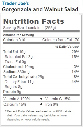 Trader Joe's Walnut and Gorgonzola Salad - Nutrtition Facts