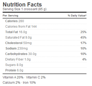 Trader Joe's Pumpkin Croissants - Nutrition Facts