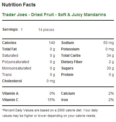 Trader Joe's Soft and Juicy Mandarin Slices - Calories