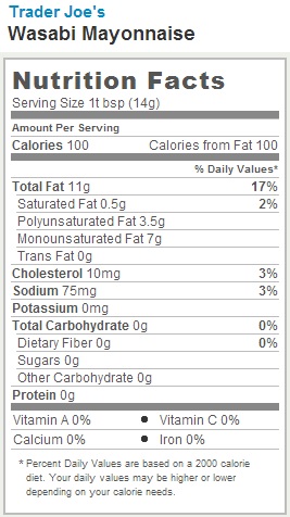Trader Joe's Wasabi Mayonnaise - Nutrition Facts