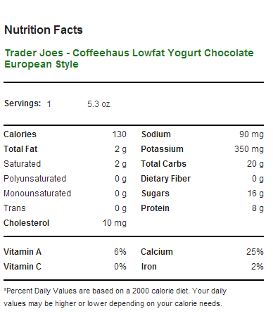 Trader Joe's Coffeehaus European Style Lowfat Yogurt - Chocolate