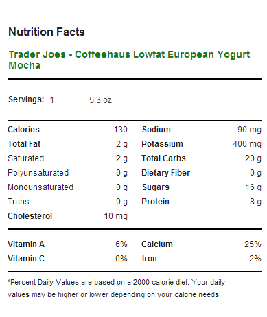 Trader Joe's Coffeehaus European Style Lowfat Yogurt - Mocha