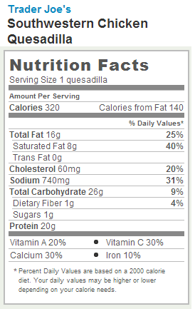 Trader Joe's Southwester Chicken Quesadilla