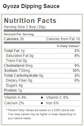 Trader Joe's Gyoza Dipping Sauce - Nutrition Facts