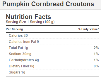 Trader Joe's Pumpkin Cornbread Croutons - Nutrition Facts