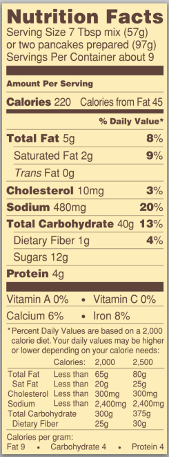 Trader Joe's Toasted Coconut Pancake Mix - Nutrition Facts
