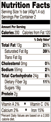 Trader Joe's Fireworks Chocolate Bar - Nutrition Facts
