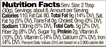 Trader Joe's Muhammara - Nutrition Facts