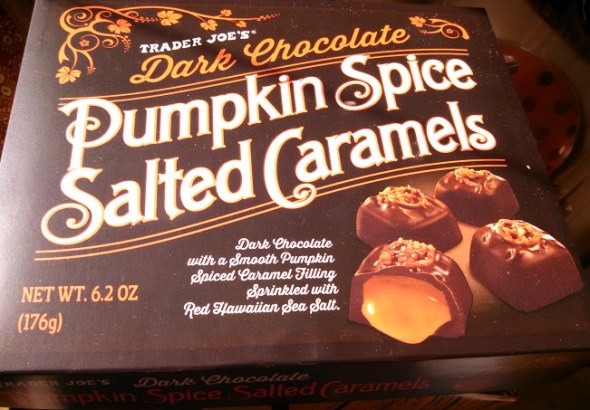 Trader Joe's Dark Chocolate Pumpkin-Spiced Salted Caramels Box