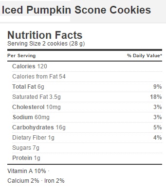 Trader Joe's Pumpkin Scone Cookies - Nutrition Facts
