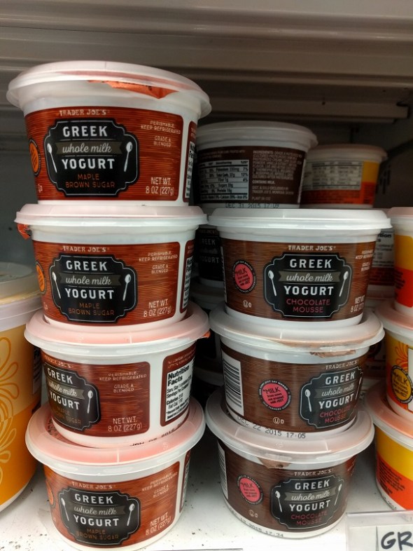 Trader Joe's Whole Milk Greek Yogurt - Maple Brown Sugar and Chocolate Mousse